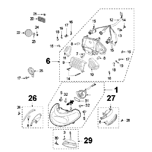 Eclairage Peugeot V-clic rouge