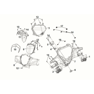 Couvre-poignée - phare Sym Symphony ST 50 E5 gris/rouge (GY-010U) (siège rouge)