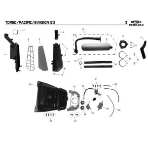 Boîte à air - Réservoir à Carburant- Echappement Rieju Pacific grey 2009 2 temps