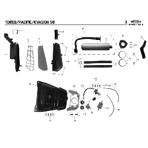 Boîte à air - Réservoir à Carburant- Echappement Rieju Pacific red 2009 2 temps