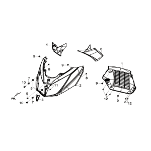 Plaque avant/clignotants/protège-jambes intérieur Sym Joymax 125I ABS gris mat (GY-7450U)