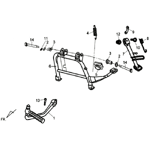 Béquille centrale - Béquille latérale - Pedale Kickstarter Sym Allo (WH871) champagne