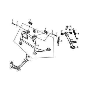 Béquille centrale - Béquille latérale à pédale Kickstarter Sym Fiddle II euro 4 (WH-006) White
