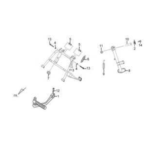 Béquille centrale/béquille latérale/pédale de démarrage Sym X'PRO 125