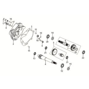 CARTER DE MISSION ET ARBRE DE TRANSMISSION Sym Jet 14 50I E5