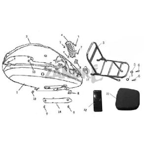 Revêtement moto BTC Grande Retro GT1 bleu crème métallisé