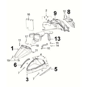 Mudguard Peugeot Django 125 EFI E5 2021-2022 MILKY WHITE/ DRAGON RED (G9)