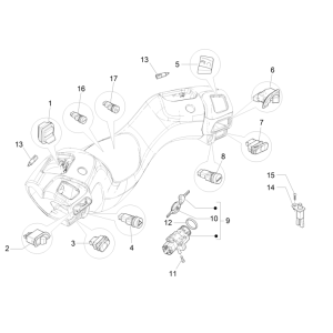 Inverseurs - Commutateurs de sélection - Boutons-poussoirs - Interrupteurs Piaggio MP3 300LT Sport 2009-2014