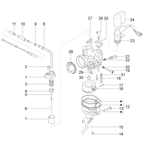 Pièces de carburateur Piaggio Typhoon 50 2 temps Euro 3 2011