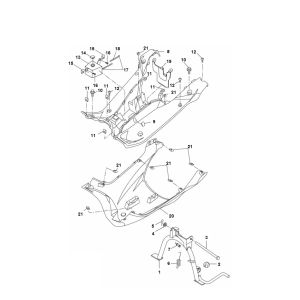 Sous spoiler- Marchepied- Béquille centrale Yamaha Aerox 4 temps 2014