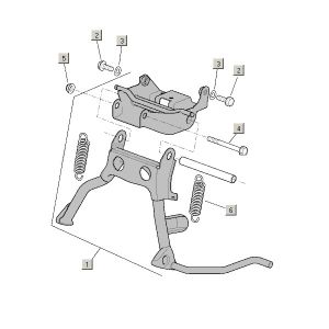 Béquille inférieure+accessoires Aprilia Mojito Custom 2t (moteur Piaggio) 2004 - 2010