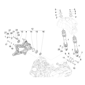 Suspension arrière - Amortisseur (s) Vespa GTS 125 4T E5 ABS 2021 (EMEA)