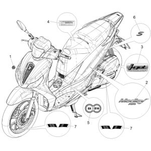 Plaques et sangles à déchets pour Piaggio Medley 125 ABS E5 2021-2022 (EMEA)