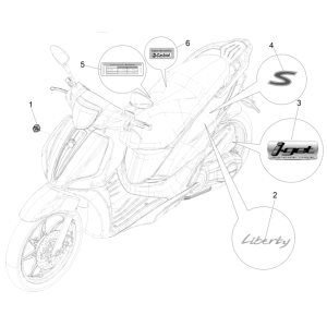 Assiettes et bandes décoratives à 4 temps Piaggio Liberty 50 (IGET Euro 5)