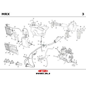 Radiateur-échappement Rieju MRX jaune 2004 2-temps