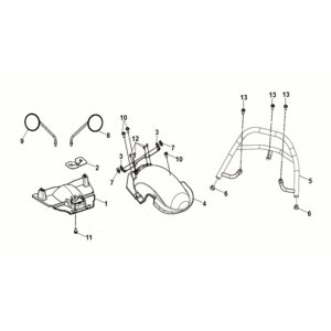 Pare-boue arrière - porte-bagages arrière Sym E-MIO