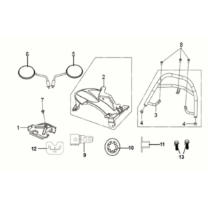 Pare-boue arrière - porte-bagages arrière Sym Mio 50I E5