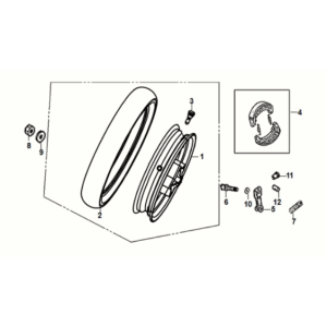 Roue arrière Sym Mio 50I E5