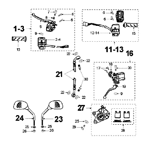 Système de freinage AJP Domino Peugeot Vivacity Blue