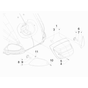 Clignotant - Feu arrière Vespa LXV 25 km 4 temps 2 soupapes
