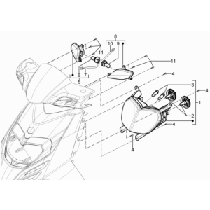 Phare - Clignotants avants Piaggio Typhoon 50 2 temps Euro 3 2011