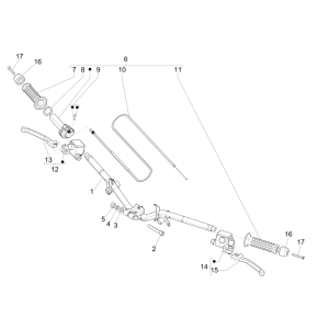 Volant - Cylindre de frein - Câble d'accélérateur - Poignées Piaggio NRG Power 50 2 temps LC Euro 4