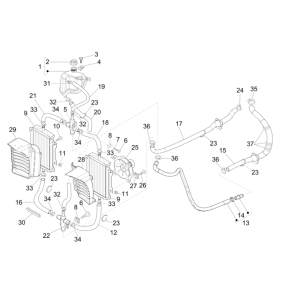 Radiateur - Tuyaux de refroidissement - Réservoir de liquide de refroidissement Vespa GTS 300 Super HPE 4V IE ABS Euro 5 2020-2022