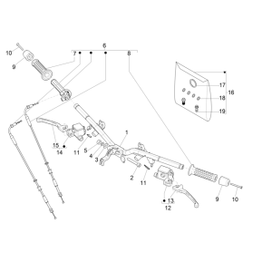 Volant - Cylindre de frein - Câble d'accélérateur - Poignées Vespa GTS 300 Super HPE 4V IE ABS Euro 5 2020-2022