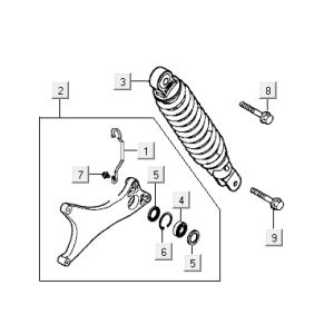 Amortisseur Kymco Super9 2t lc o.m noir-rouge mat
