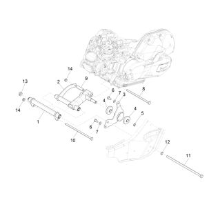 Bras oscillant Vespa GTS 125 4 temps IE ABS Euro4 2016-2018
