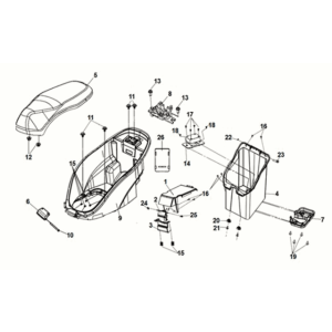 Selle et coffre à bagages Sym E-MIO