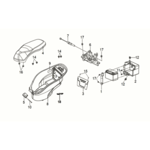 Selle - coffre à bagages Sym Mio 50I E5