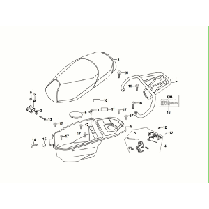 Selle, boîte à casque et porte-casque arrière Sym Fiddle ll Euro 5