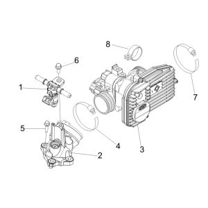 Boîtier de papillon des gaz - Injecteur - Entrée de raccordement Vespa GTV 250 4T 4V IE