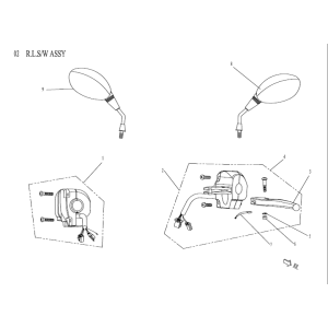 Commutateur rétroviseurs-guidon China Venom blanc