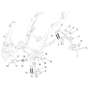 Châssis béquille centrale Piaggio New Fly 4 temps 4 soupapes