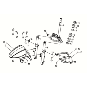 Voix de direction/coussin avant Sym E-XPRO 45 KM/H 2020-2021 Rouge (R010CA)