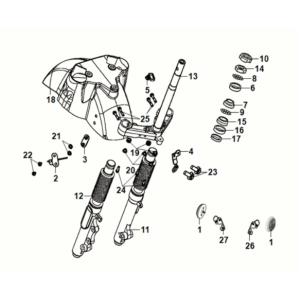 Coussin avant pour tige de direction Sym Fiddle IV 50 E5 blanc (WH-8028P)