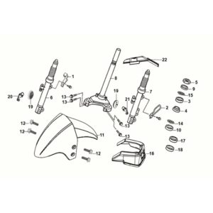 Tige de direction - coussin avant Sym Orbit III 50 E5 blanc/ gris (WH-006/GY-419S)