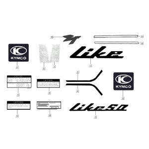Autocollant - Transferts Kymco Like 4 temps diamant blanc comme T T