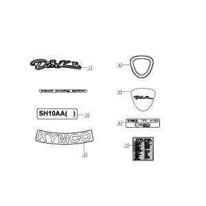 stickers transferts Kymco Dink LC 2 temps argent