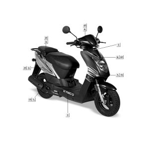Autocollants 1 Kymco Agility 10' 4 temps blanc argent
