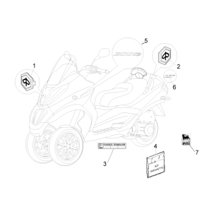 Décalcomanies et décalcomanies Piaggio MP3 300LT Sport 2009-2014 star white 595