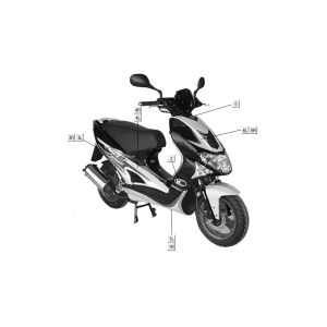 stickers Kymco Super9 ac avec 2 temps Sports Bleu