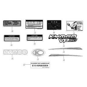 Autocollants Kymco VP50i injection euro 4 tecno argent