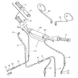 Guidon - câbles - retroviseurs Yamaha DT-50 MX