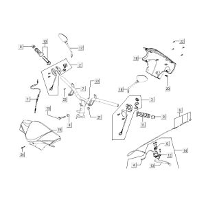 Pièces de direction Kymco Agility 10' 4 temps gris foncé