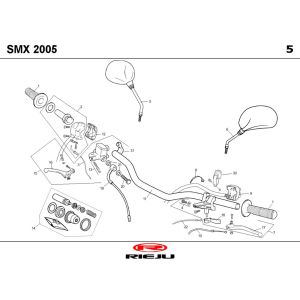 Pièces de direction Rieju SMX rouge 2006 2 temps