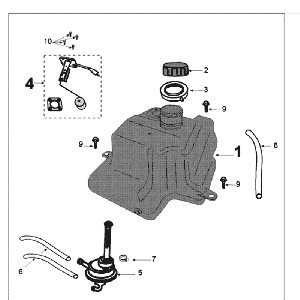 Réservoir et essence Peugeot Kisbee orange