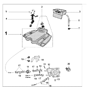 Réservoir et pompe à carburant Taiyogiken Peugeot New Vivacity 2 temps bleu foncé